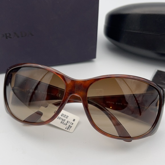 PRADA Tortoise Brown Sunglasses Case Box Card Cloth NEW - Picture 2 of 6